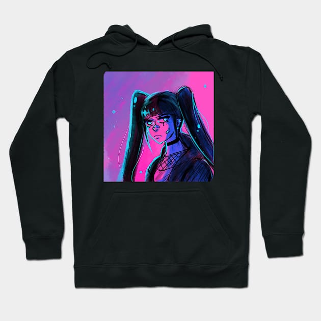 Cyberpunk Color Pop Girl Hoodie by Etqtay